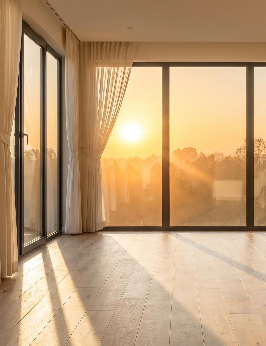Sunlit interior, golden hour