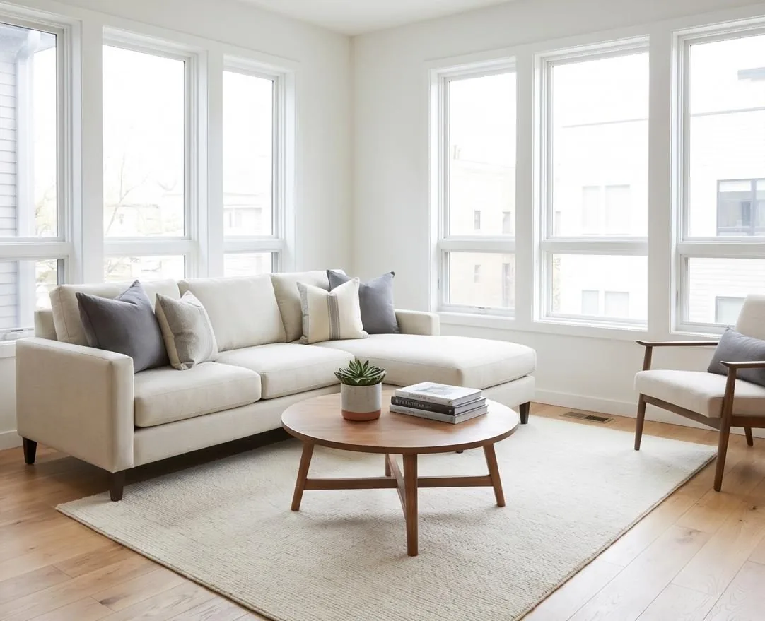 Bright, decluttered living room