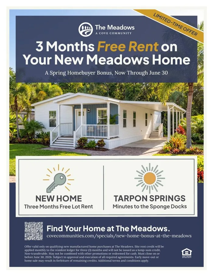 Home sales incentive flyer, The Meadows, three months free rent